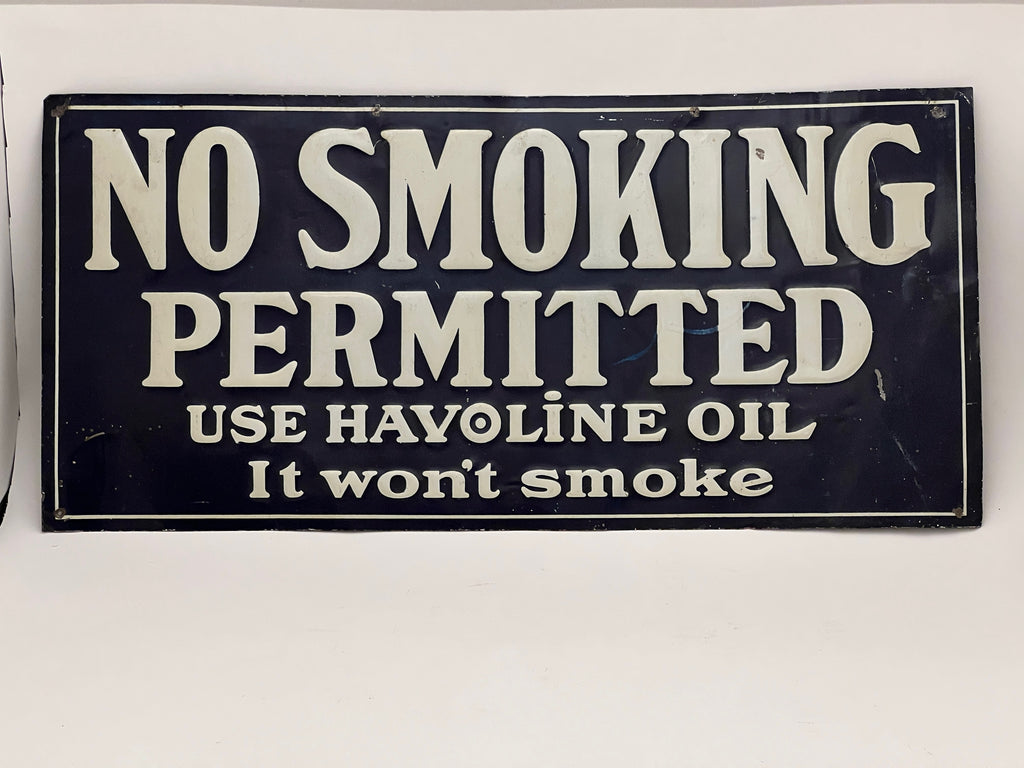 Vintage-style 'No Smoking Permitted' sign with humorous text on a white background