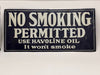Vintage-style 'No Smoking Permitted' sign with humorous text on a white background