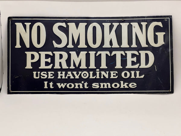 Vintage-style 'No Smoking Permitted' sign with humorous text on a white background
