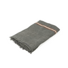 Gray blanket with a brown stripe on a white background