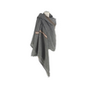 Gray scarf with a subtle pattern draped over a mannequin on a white background