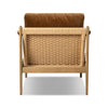 Paper cord chair with brown cushion on a white background