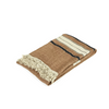 Folded brown blanket towel with striped pattern 