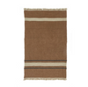 Brown textile blanket towel with horizontal stripes on a white background