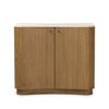 Wooden cabinet with two doors on a white background