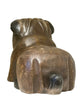 wood sculpture of a dog on a white background