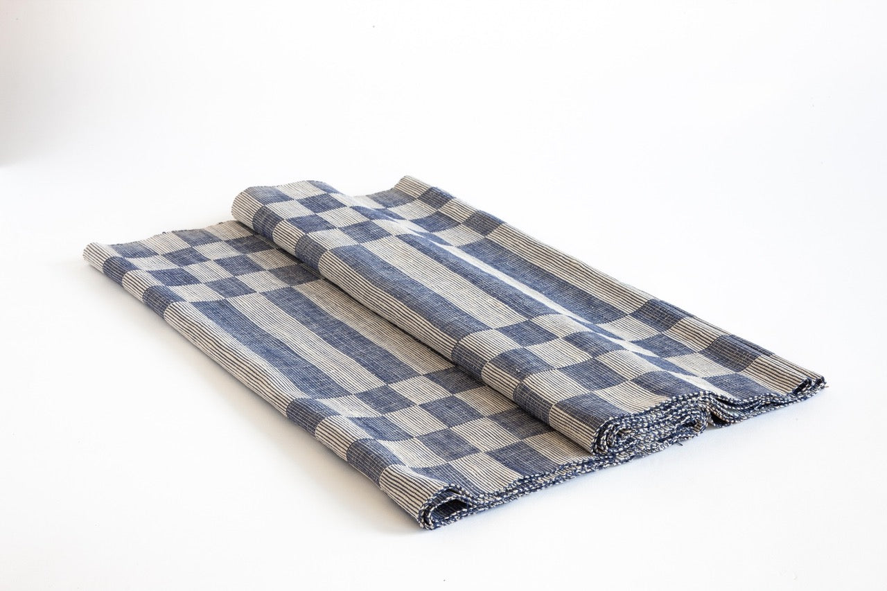 Antique home loomed checkered runner - Sweden 16' x 23 1/2"