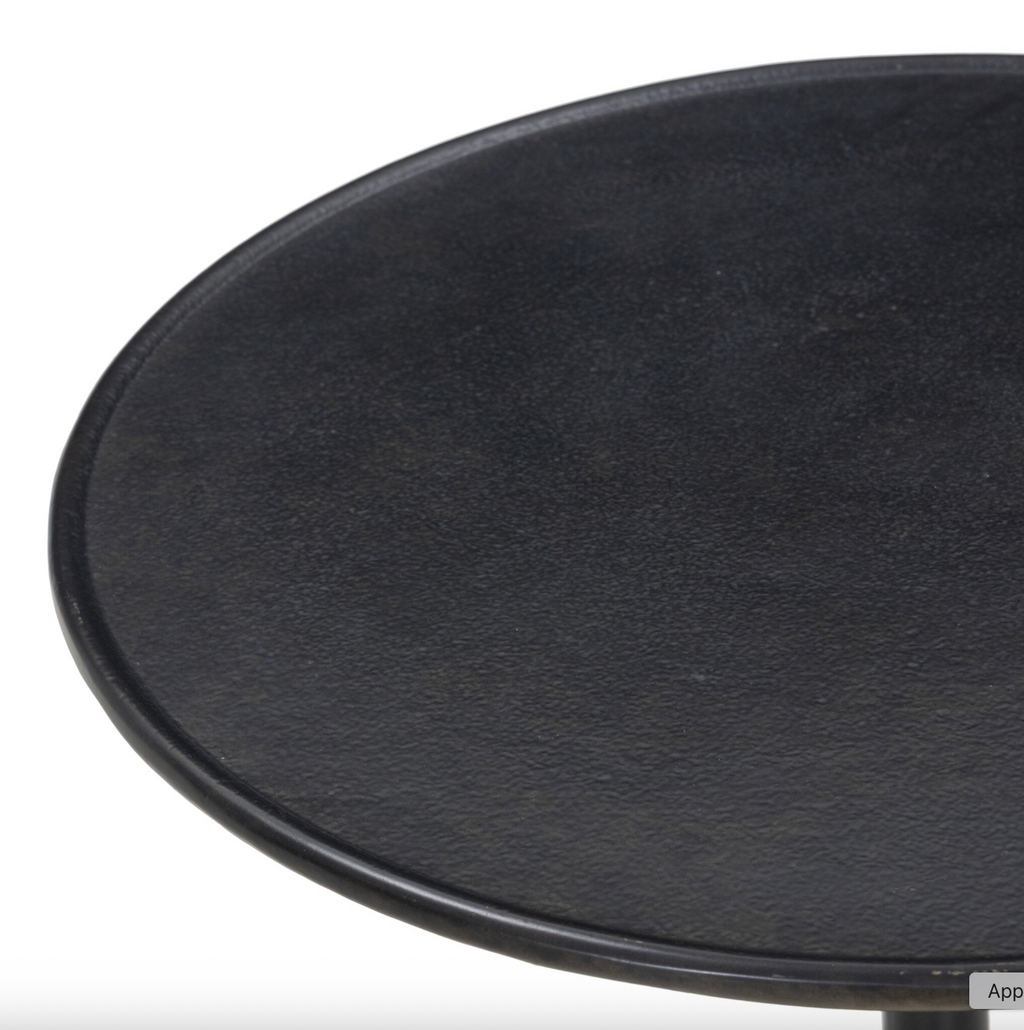 Round black table top on a white background