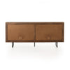 Wooden sideboard with two doors on a white background