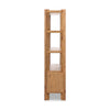 Wooden bookshelf with glass panels on a white background
