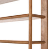 Wooden shelf with three shelves on a white background