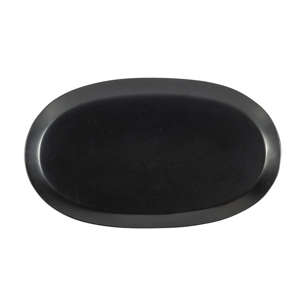 Black oval stone on a white background
