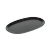 Black oval tray on a white background