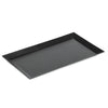 Black rectangular tray on a white background