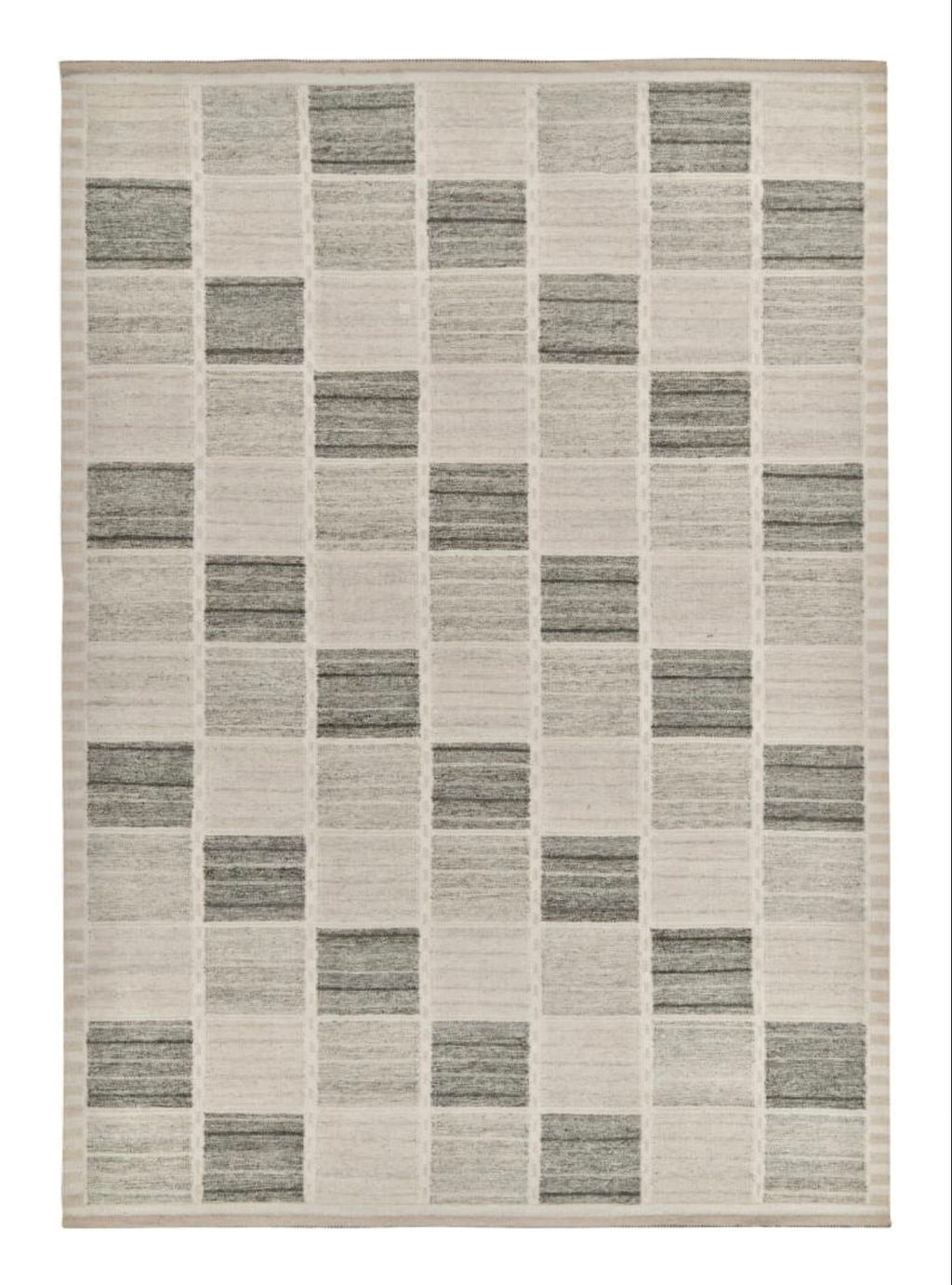 Patterned rug with horizontal stripes on a white background