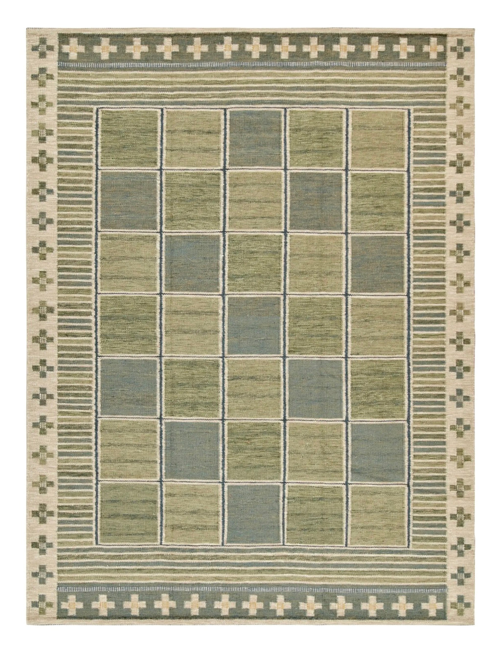 Rug with geometric pattern on a plain background