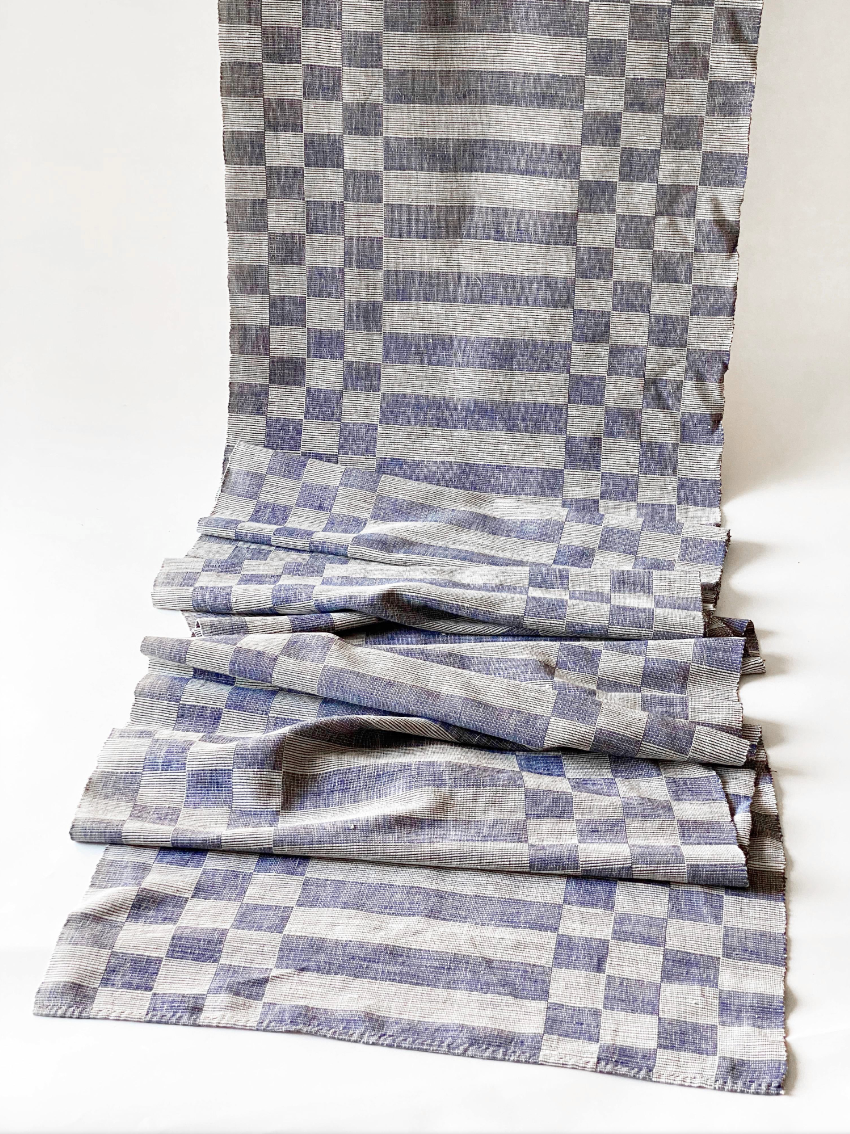 Antique home loomed checkered runner - Sweden 16' x 23 1/2"