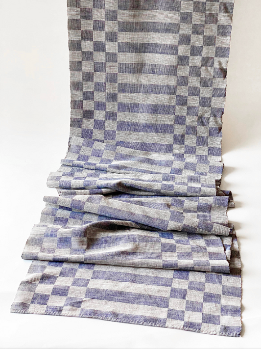 Antique home loomed checkered runner - Sweden 16' x 23 1/2"