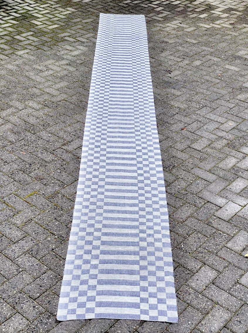 Antique home loomed checkered runner - Sweden 16' x 23 1/2"