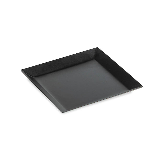 Black rectangular tray on a white background