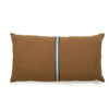 Brown linen pillow with a central stripe on a white background