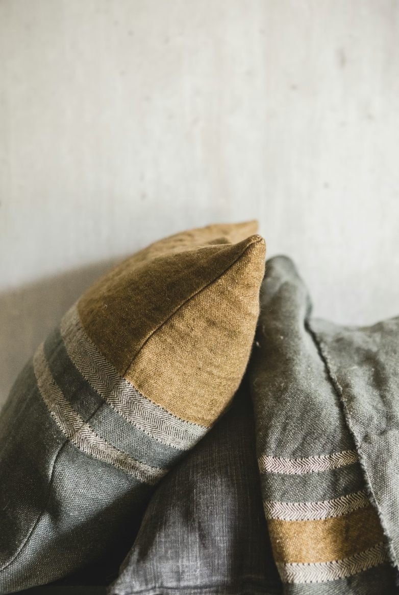 Textured fabric with striped pattern on a neutral background