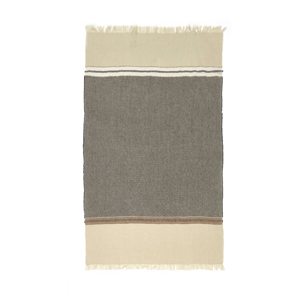Rectangular blanket towel with striped design on a white background