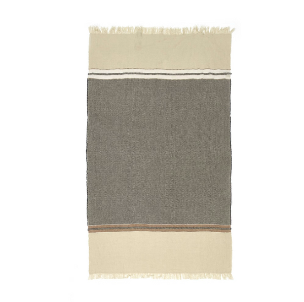 Rectangular blanket towel with striped design on a white background