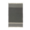 Gray blanket towel with a white border on a white background