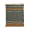 Striped woven towel blanket with fringes on a white background