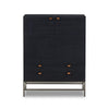 Black cabinet with bronze handles on a white background