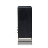 Black cabinet with bronze handles on a white background