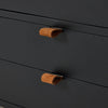 Black dresser with leather handles